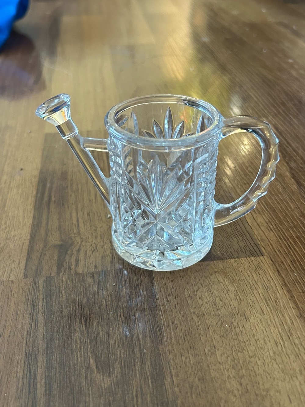 3” Cut Glass Watering Can Style Pitcher - Clear Crystal Look